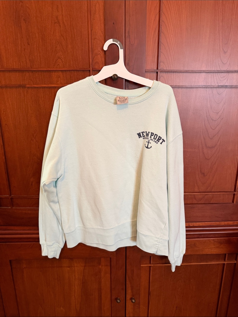 Newport Crewneck Sweatshirt - Mint Green with Navy Logo
